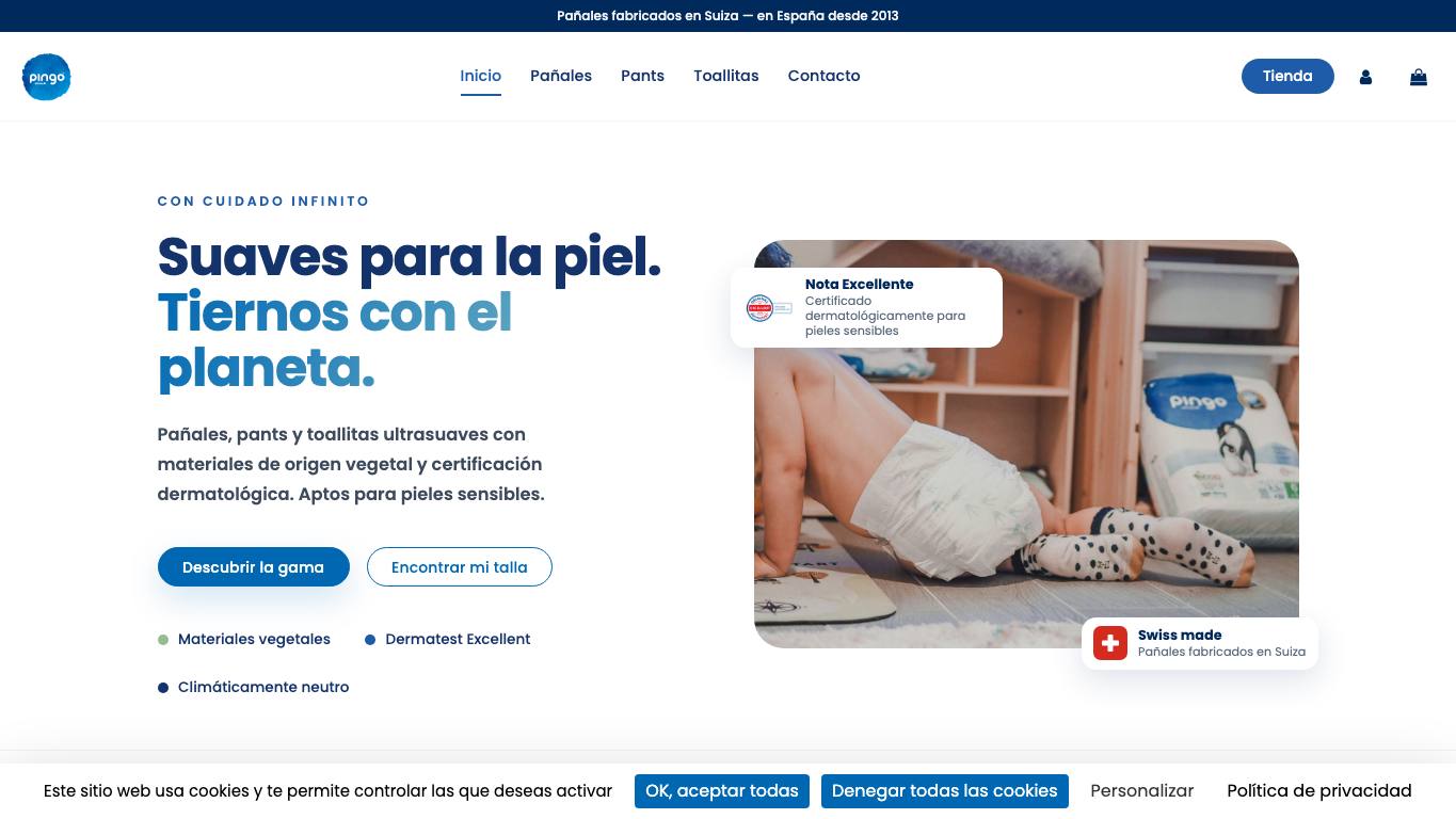 Captura de pantalla de la home de Pingo