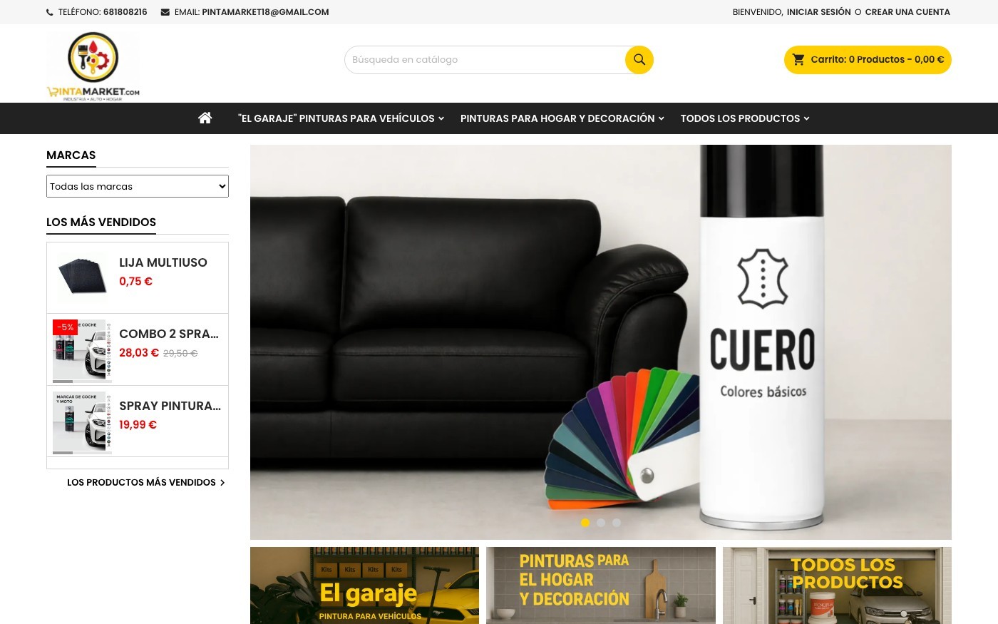 Captura limpia de la home oficial de Pintamarket