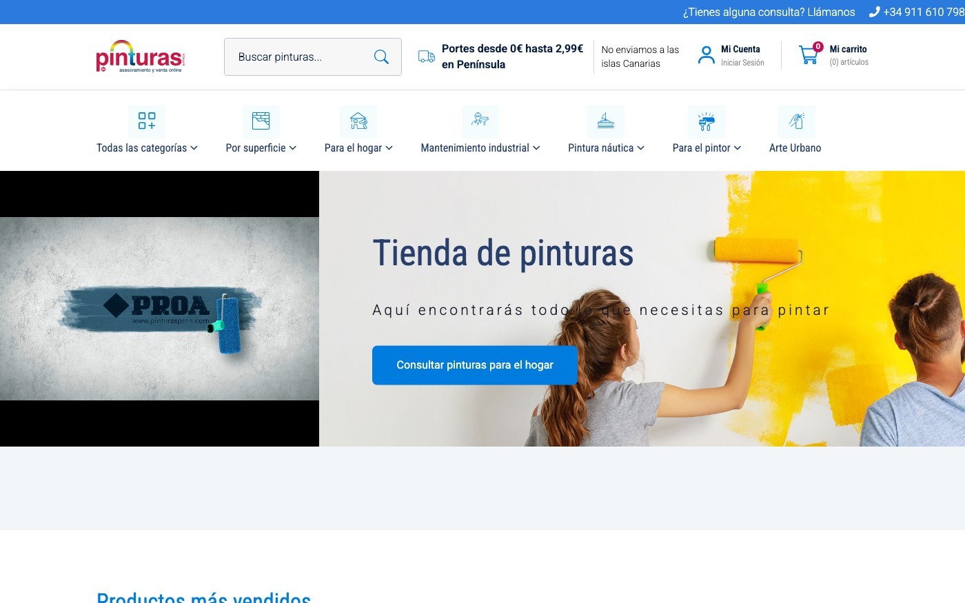 Captura limpia de la home oficial de Pinturas PROA