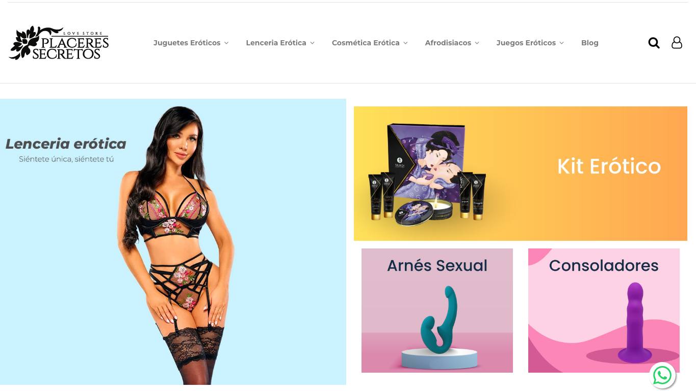 Captura de pantalla de la home de Placeres Secretos