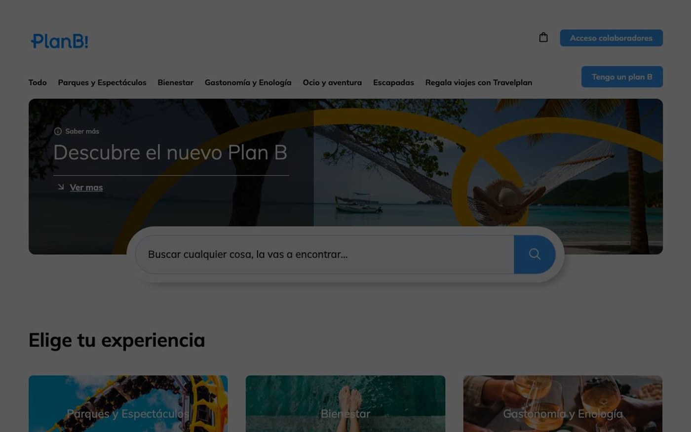 Captura de pantalla de la home de PlanB