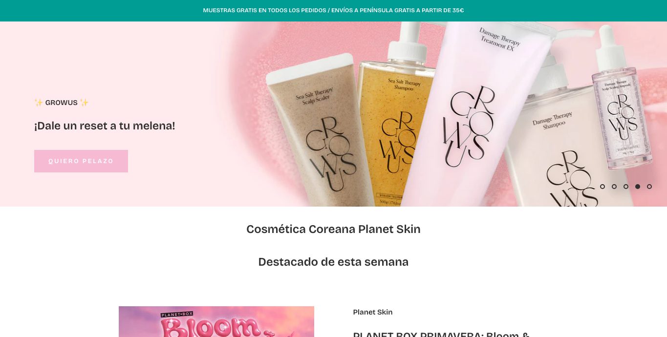 Captura real de la home de Planet Skin