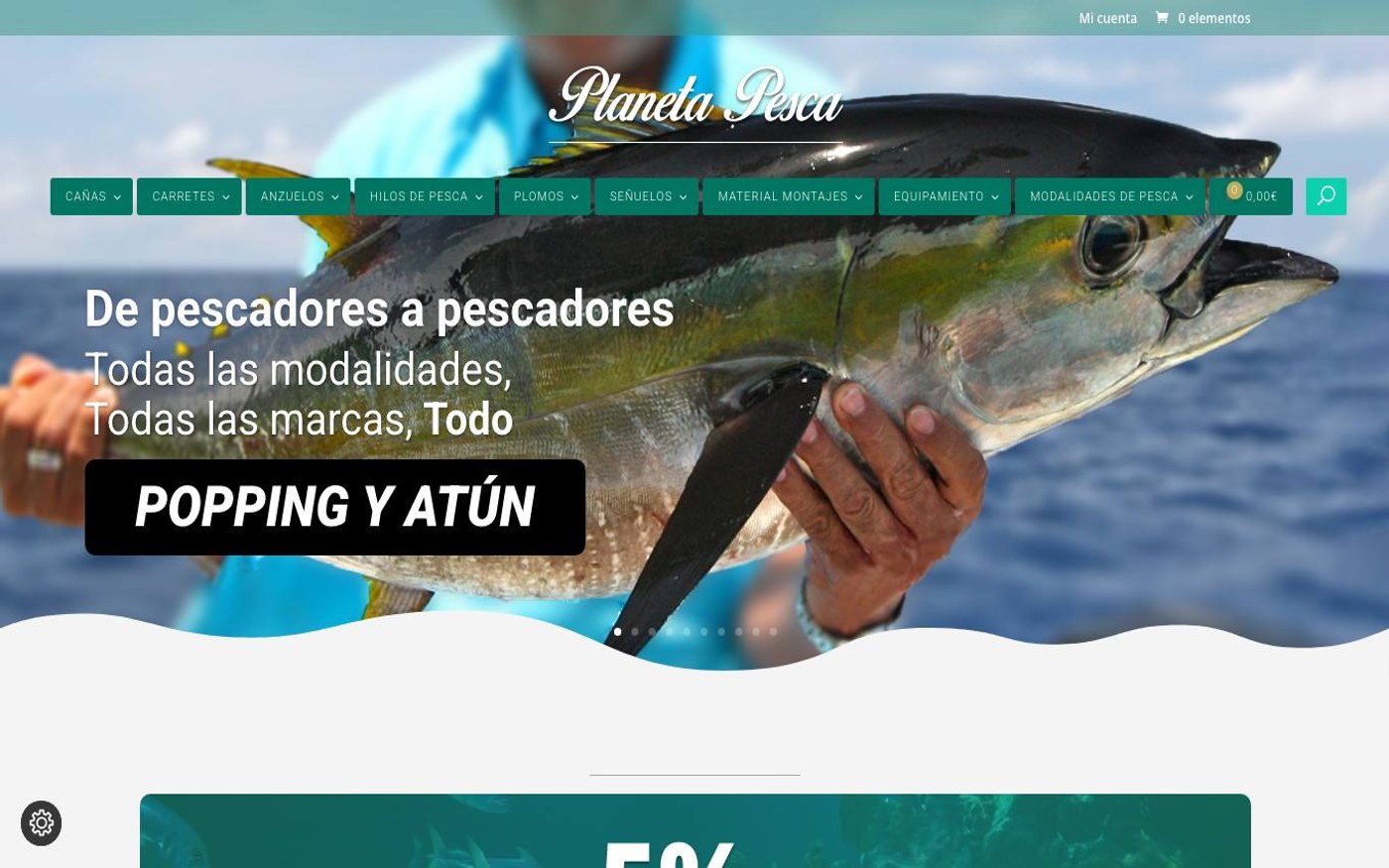 Captura limpia de la página de inicio de Planeta Pesca Tienda