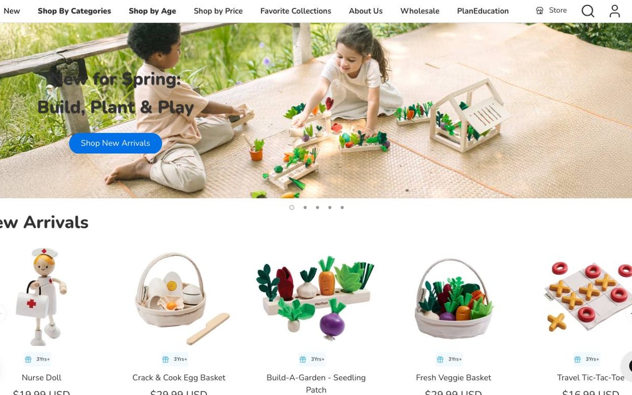 Captura de pantalla de la home de PlanToys