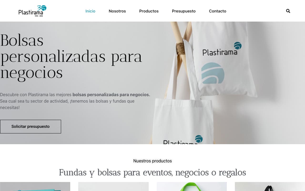 Captura de pantalla de la home de Plastirama
