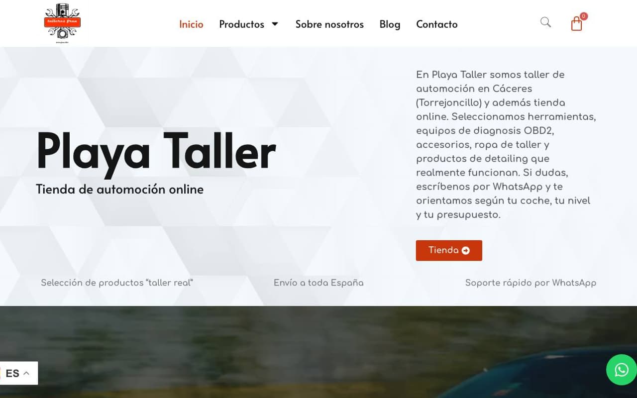 Captura limpia de la home oficial de Playa Taller