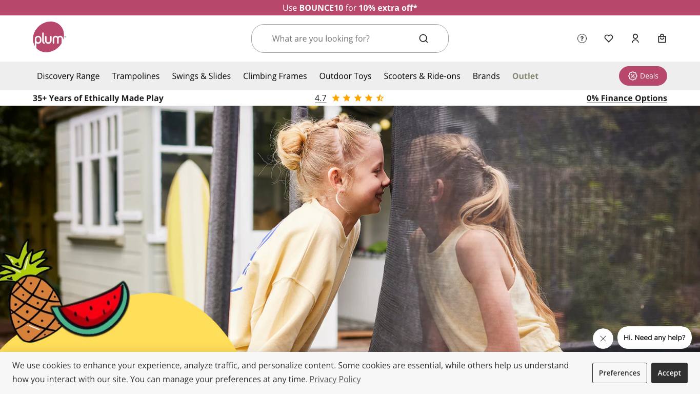 Captura de pantalla de la home de Plum Play
