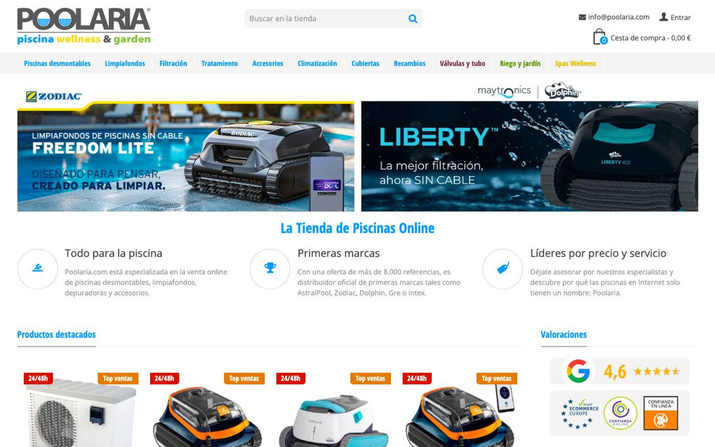 Captura limpia de la home oficial de Poolaria