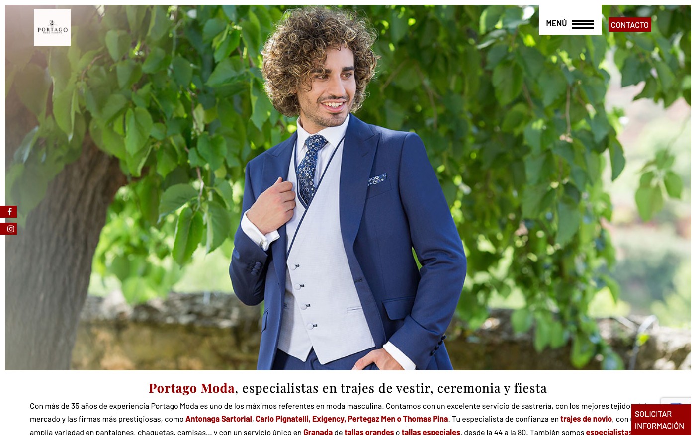 Captura de pantalla de la home de Portago Moda