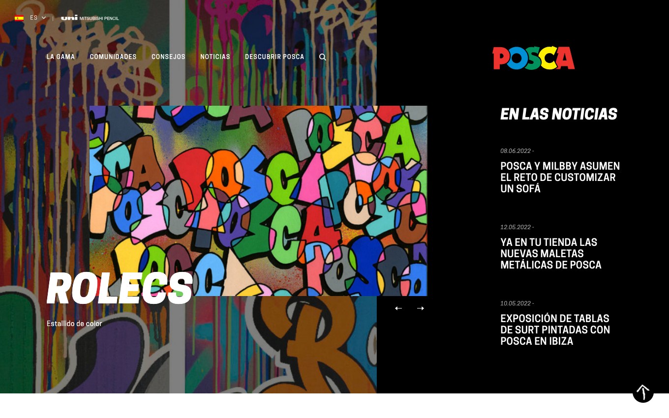 Captura de pantalla de la home de POSCA