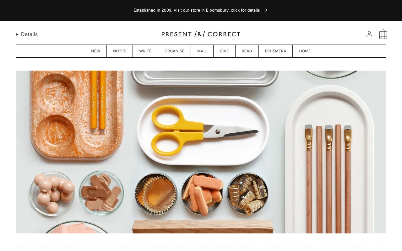 Captura de pantalla de la home de Present & Correct