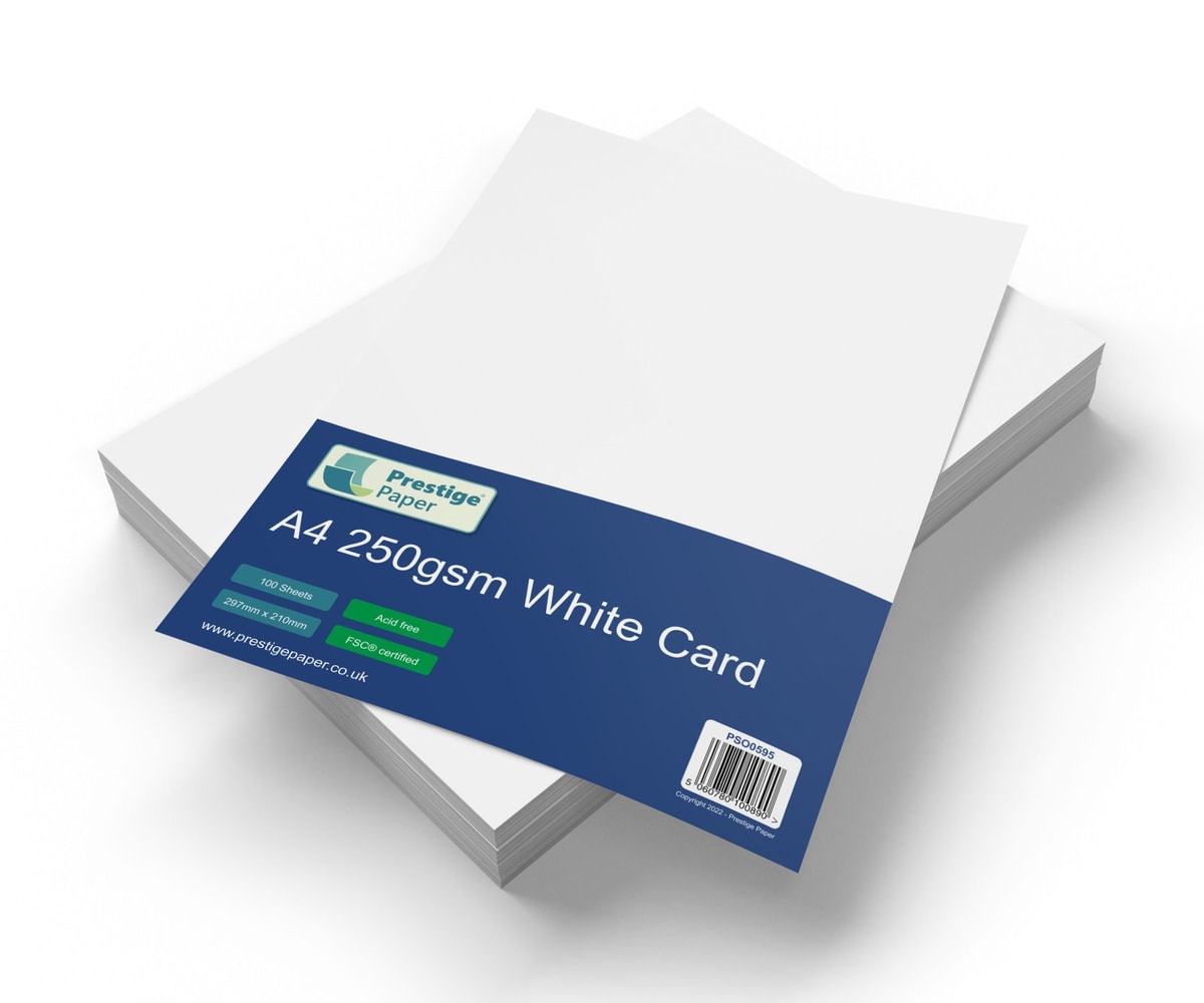 Prestige A4 White Card - 250gsm - 100 Sheets (smooth) | Prestige Paper