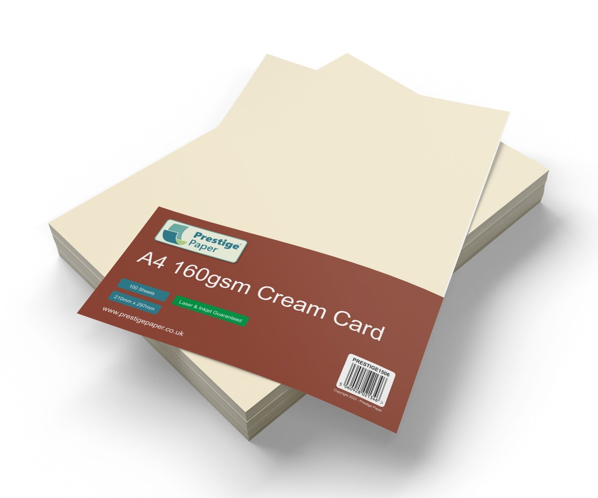 A4 Cream/Ivory Card, 160gsm - 100 Sheets (smooth) | Prestige Paper
