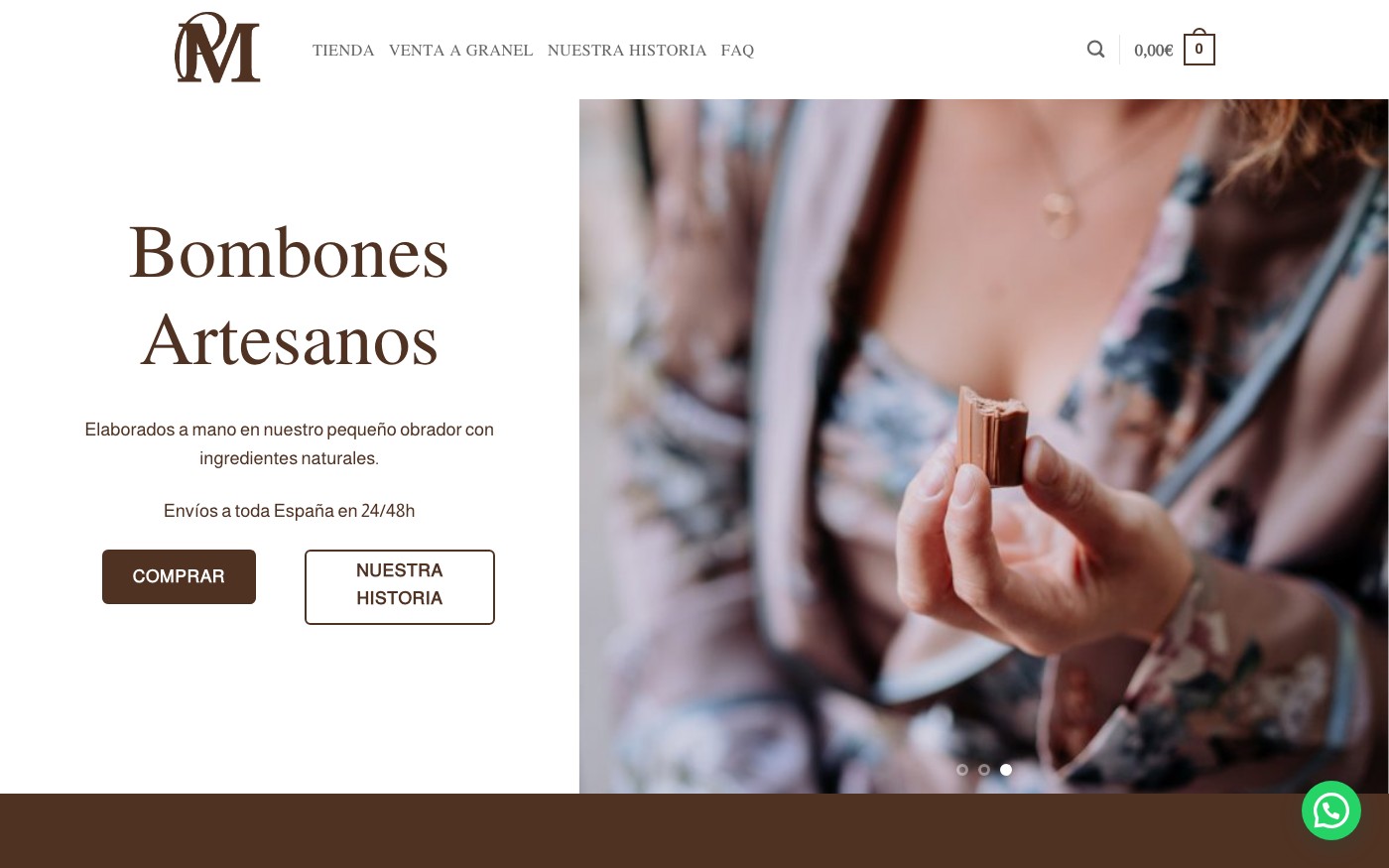 Captura de pantalla de la home de Prima María