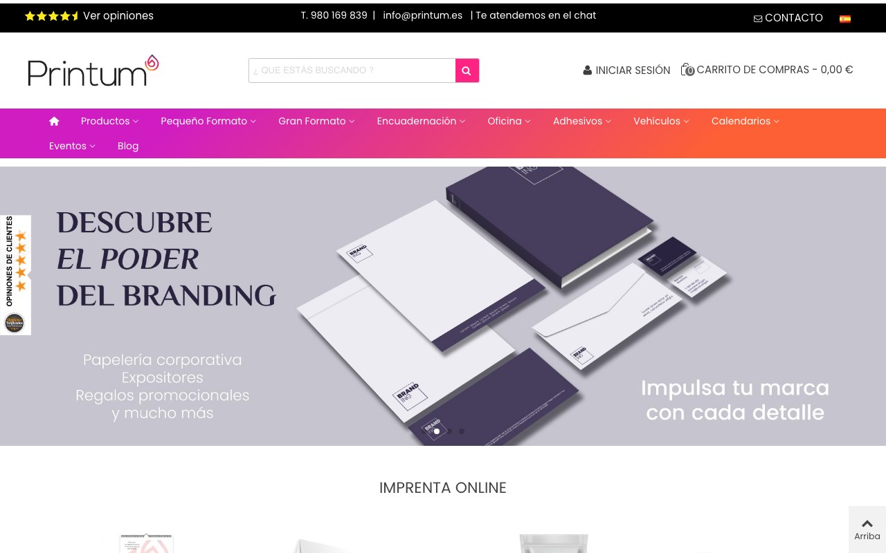 Página de inicio de Printum