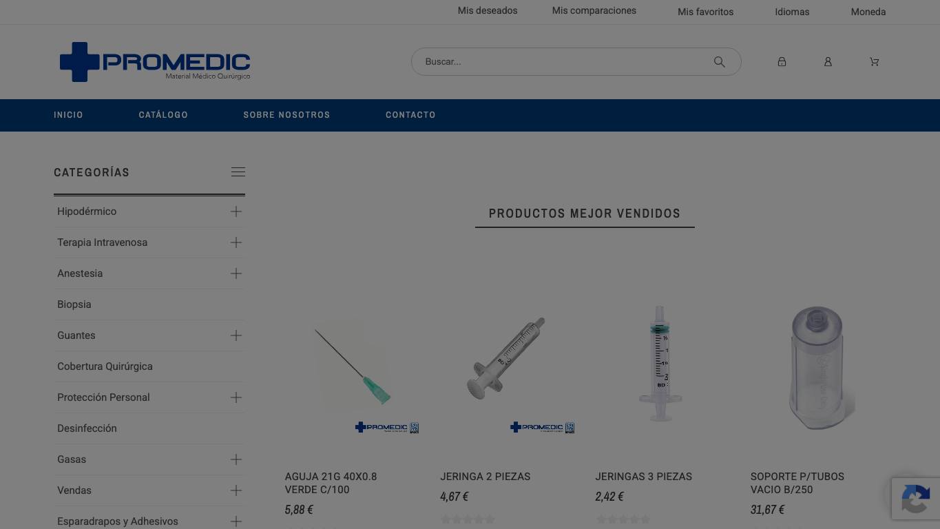 Captura limpia de la home de Promedic SA