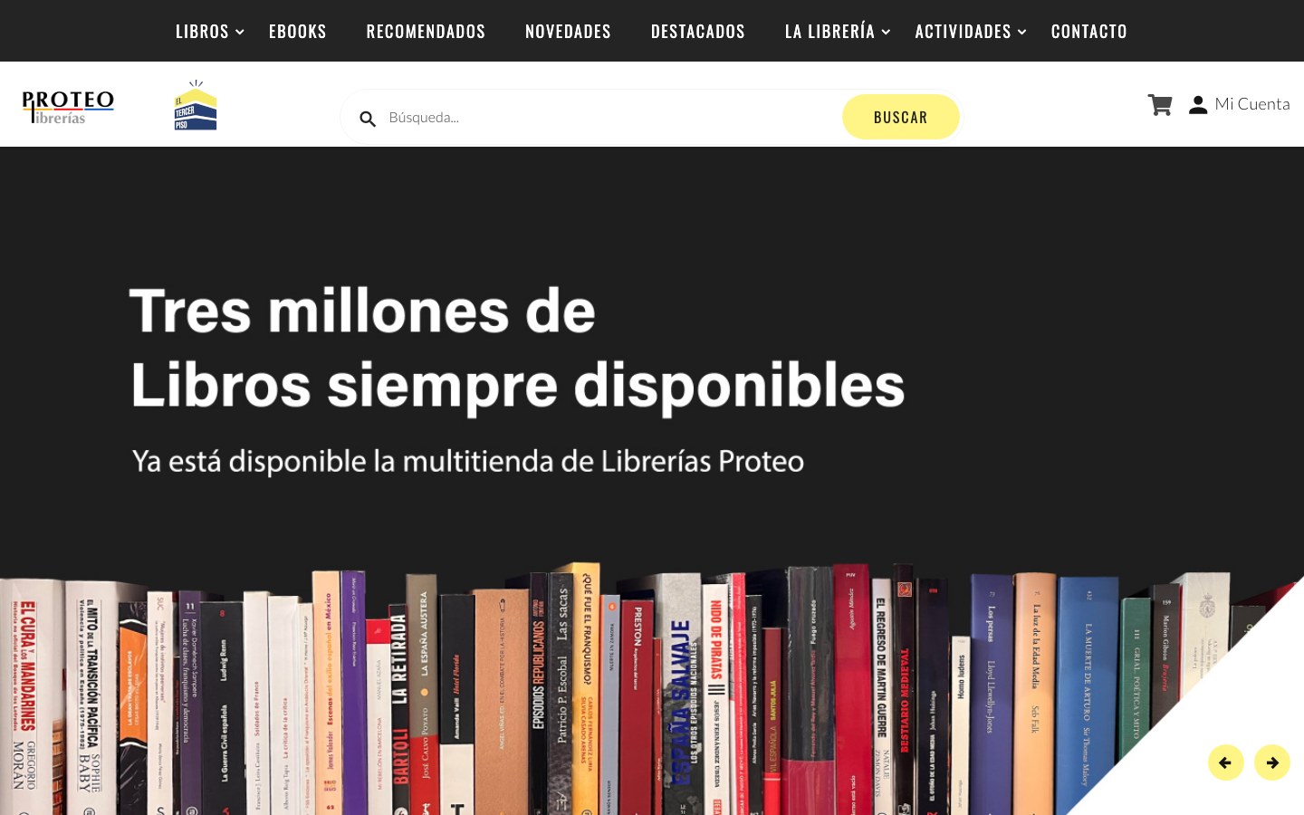 Captura limpia de la home oficial de Librerías Proteo y Prometeo