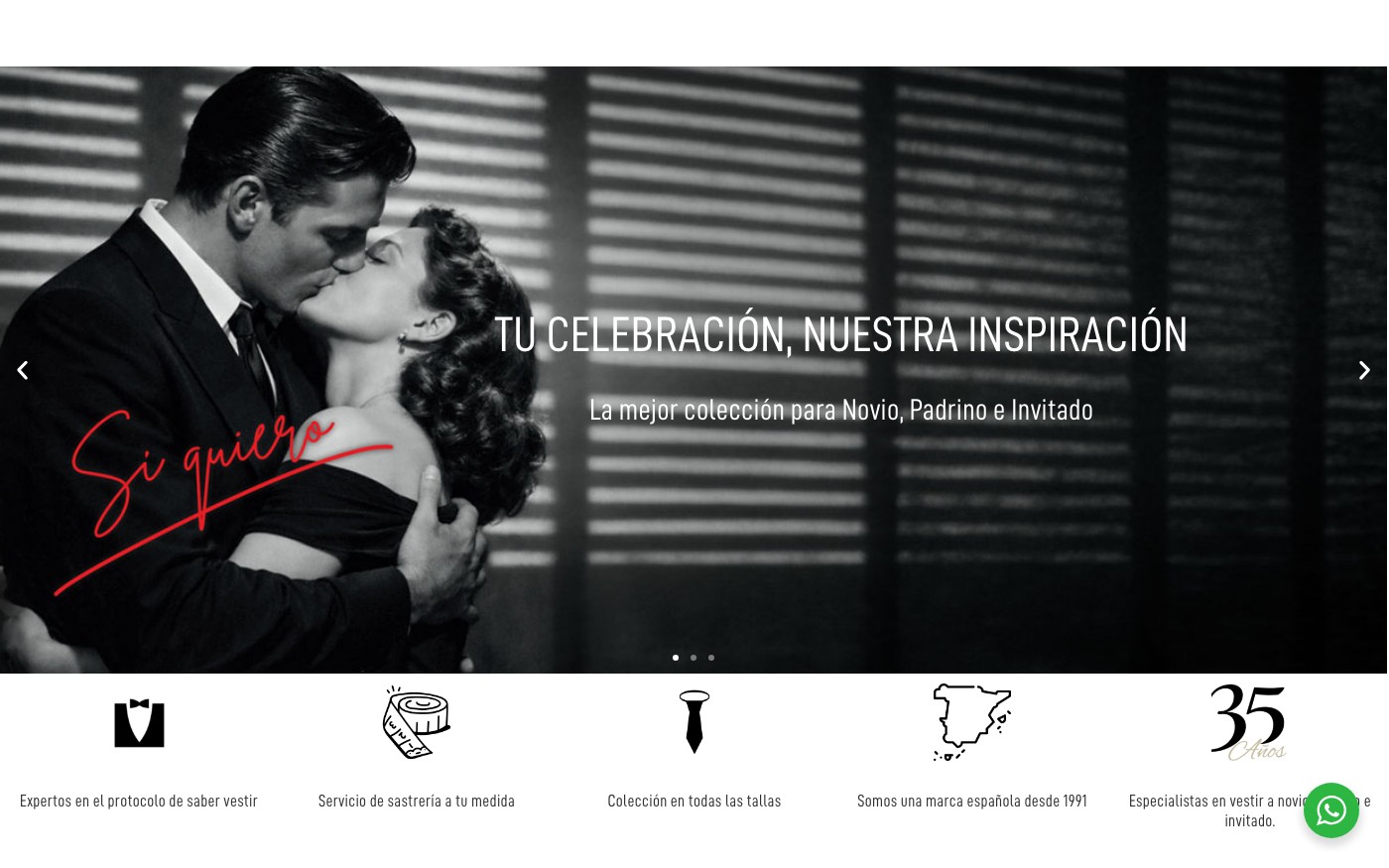 Captura de pantalla de la home de Protocolo Novios