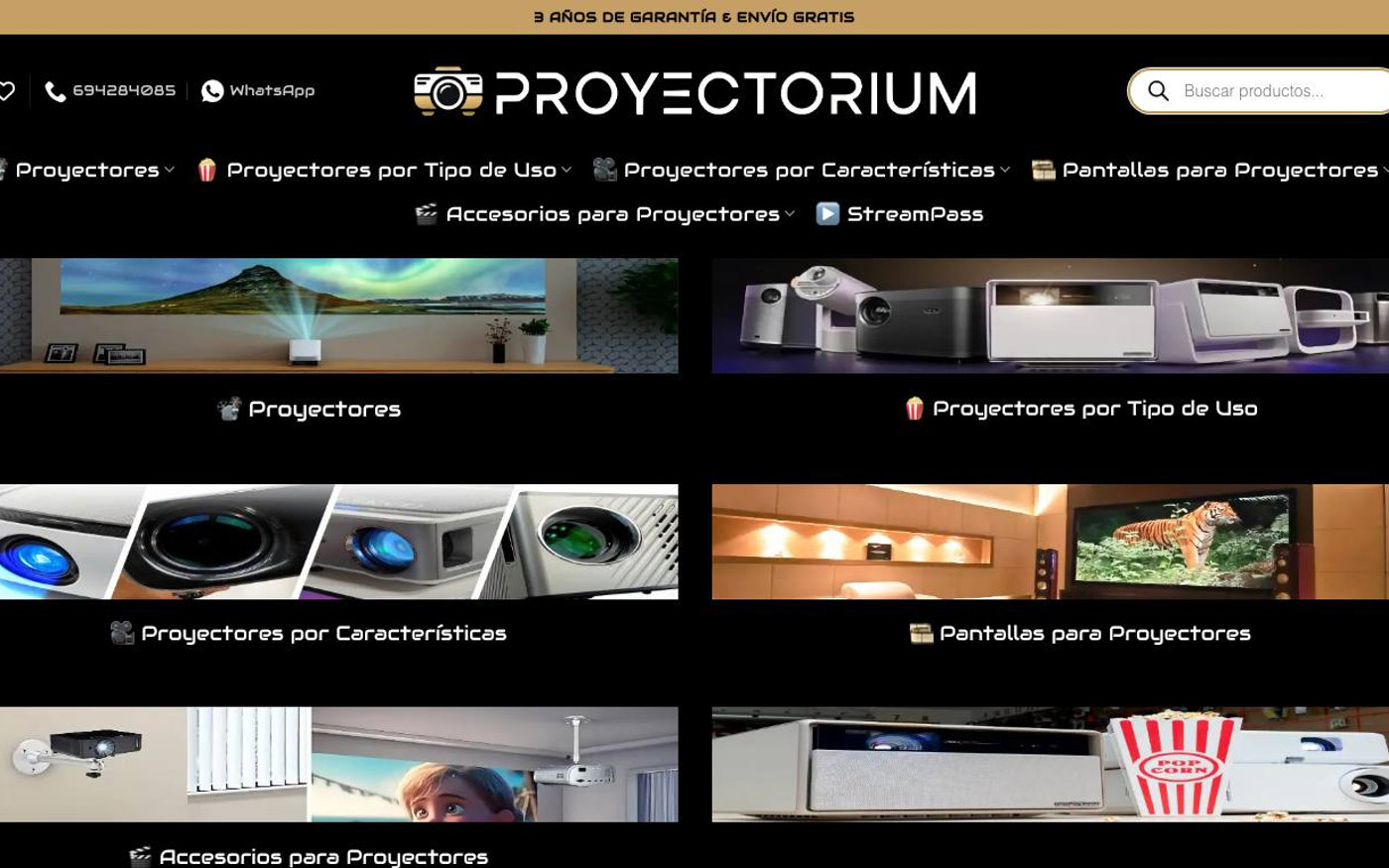 Captura limpia de la home oficial de Proyectorium