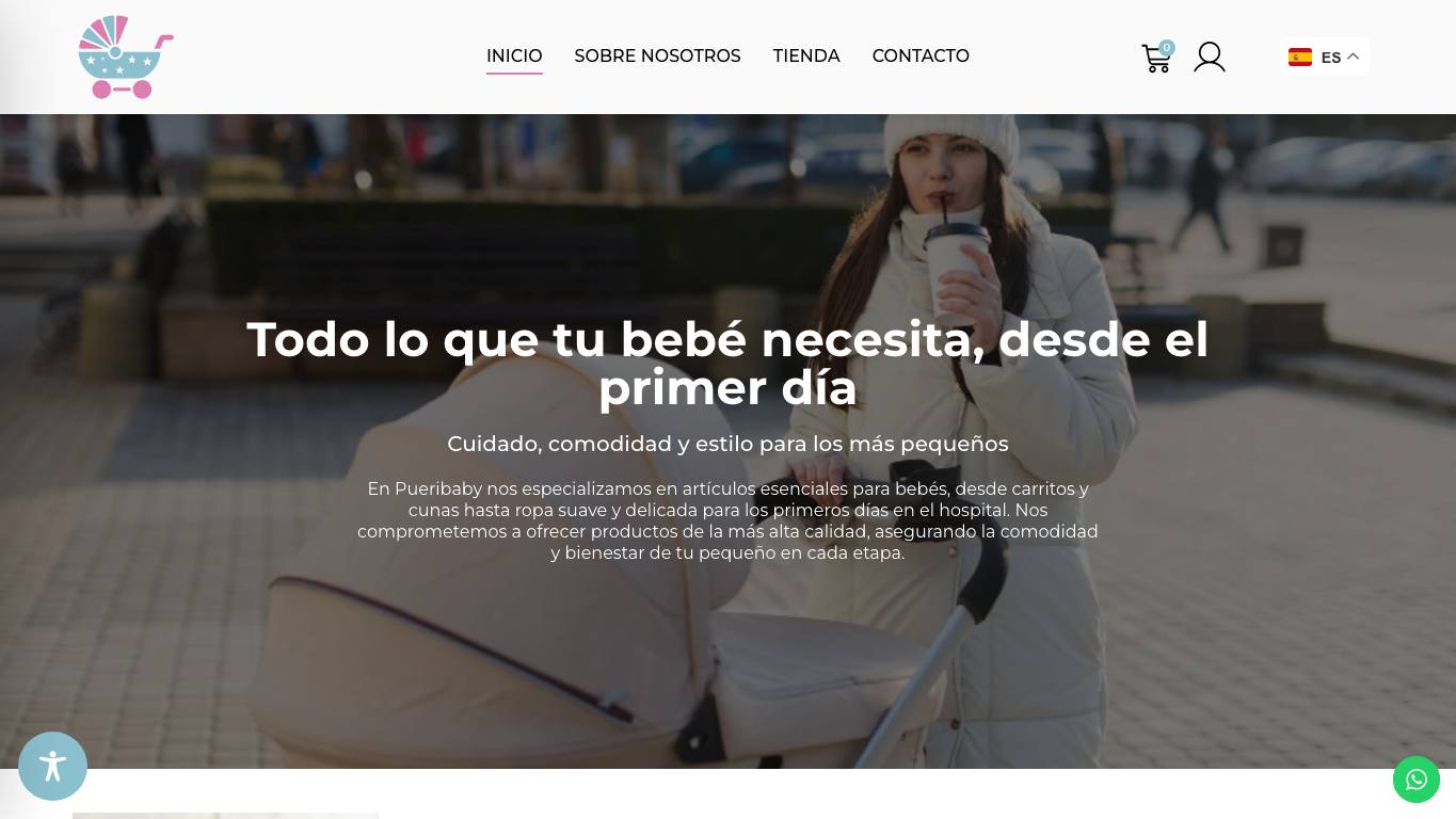 Captura de pantalla de la home de Pueribaby