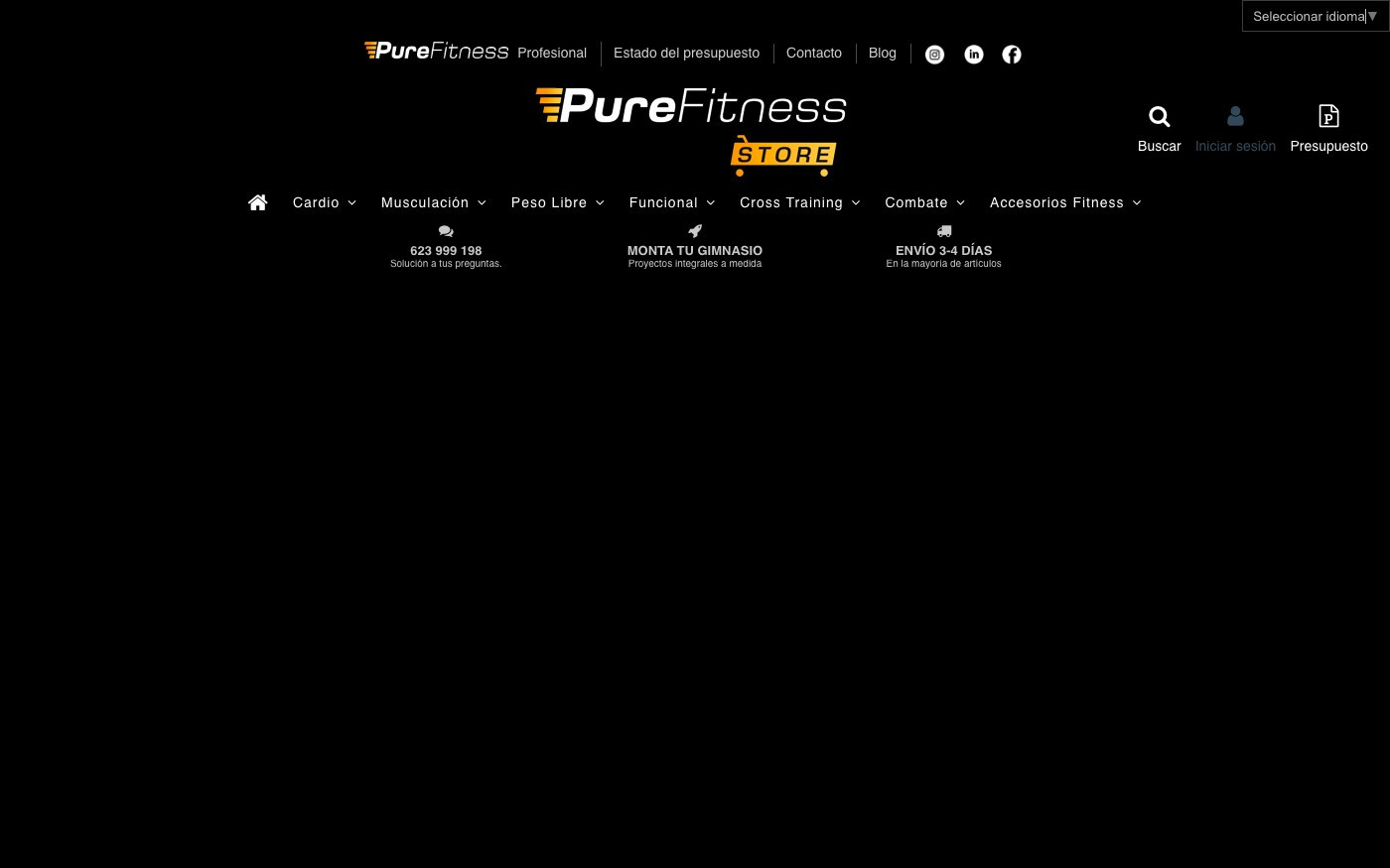 Captura limpia de la home oficial de Pure Fitness