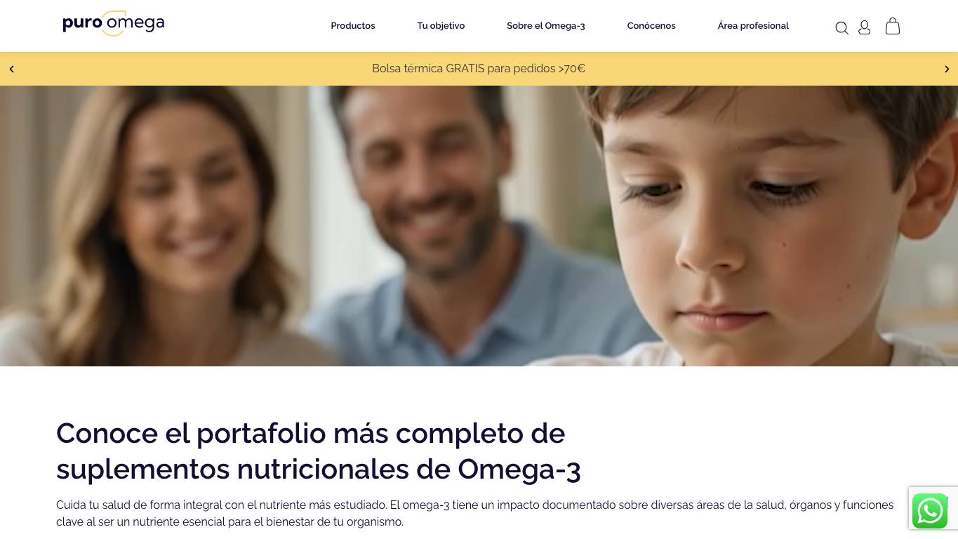 Captura de pantalla de la home de Puro Omega