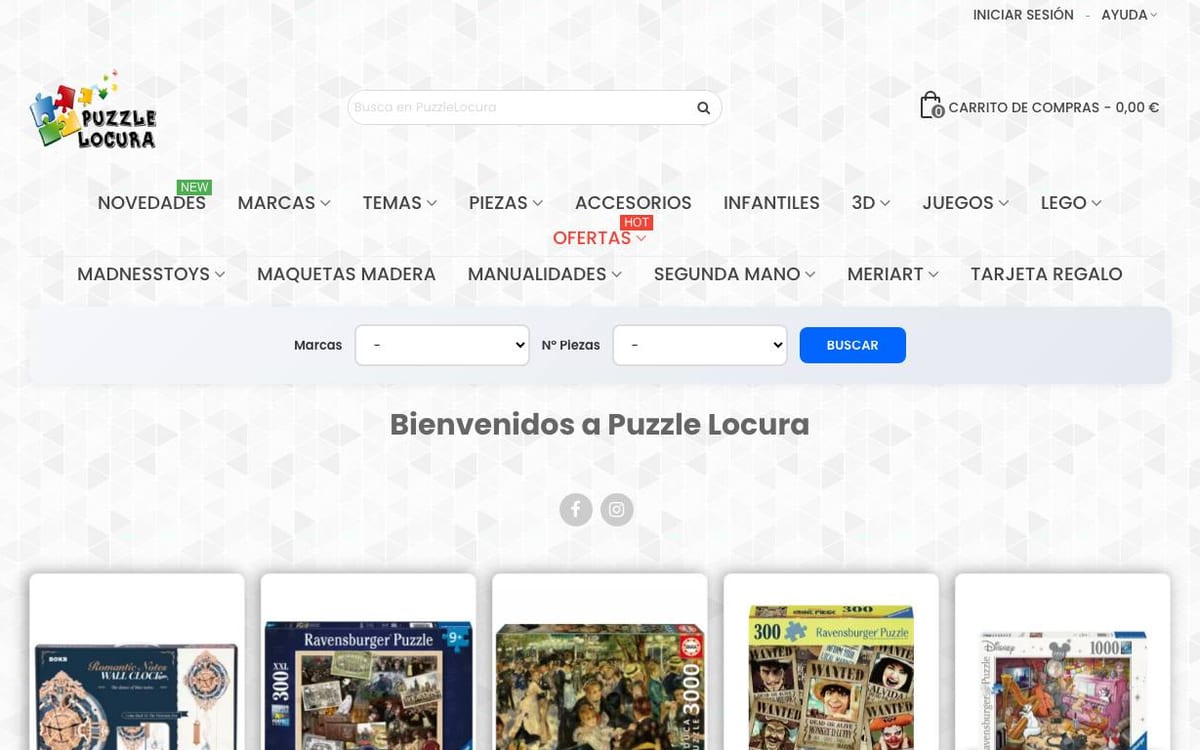 Captura de pantalla de la home de Puzzle Locura
