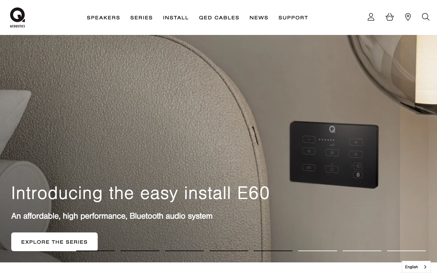 Captura de pantalla de la home de Q Acoustics