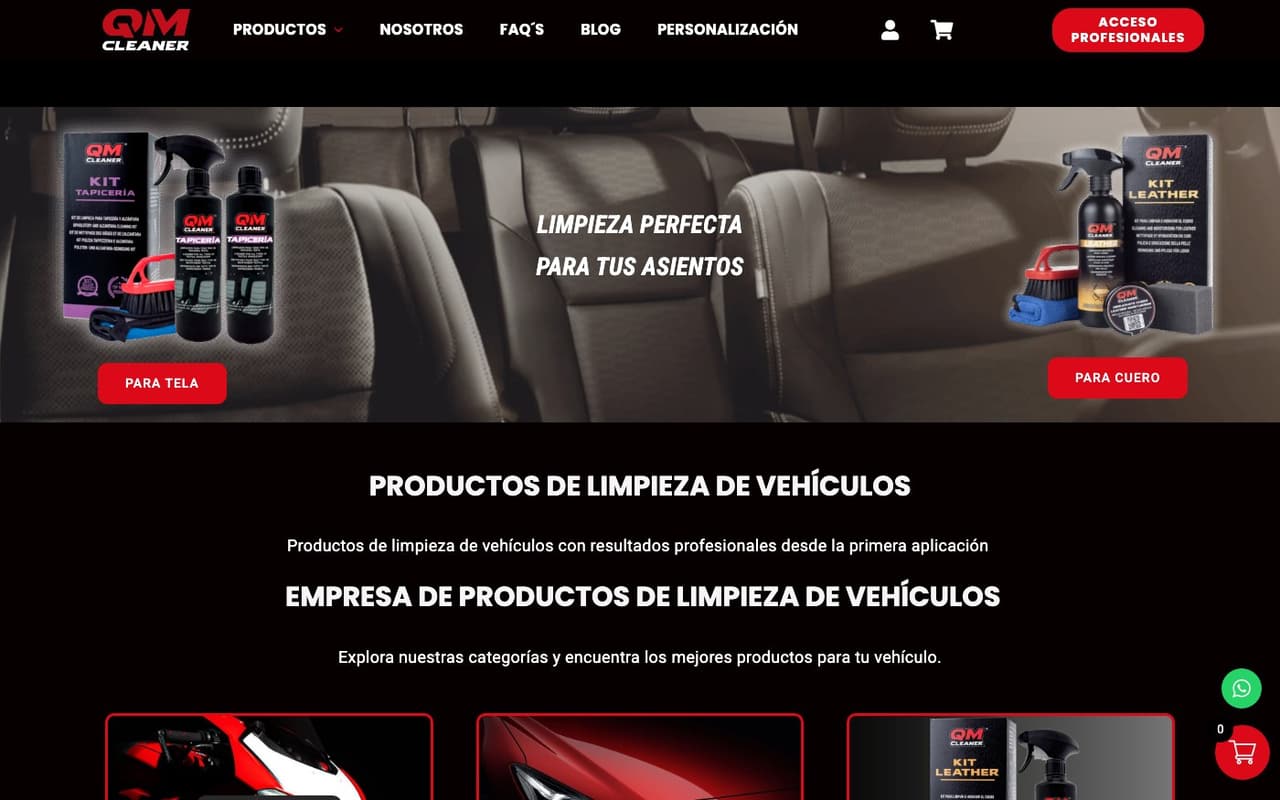 Captura limpia de la home oficial de QM Cleaner