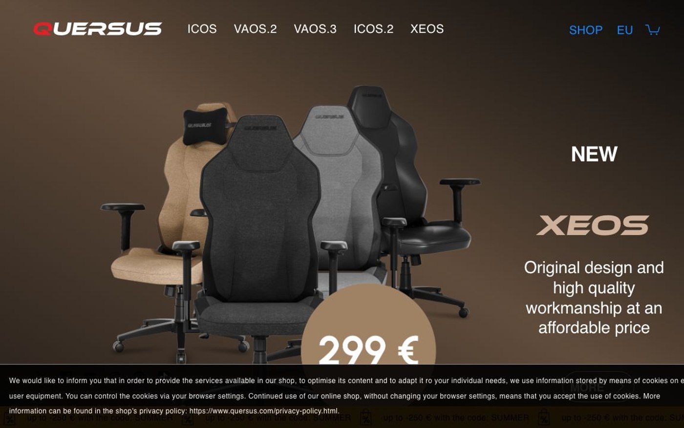 Captura de pantalla de la home de Quersus