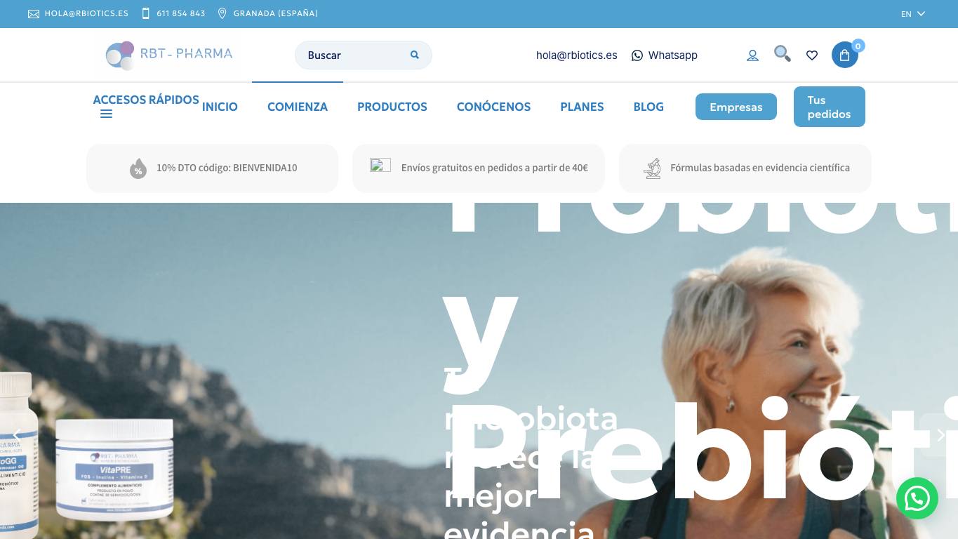 Captura limpia de la home de R Biotics