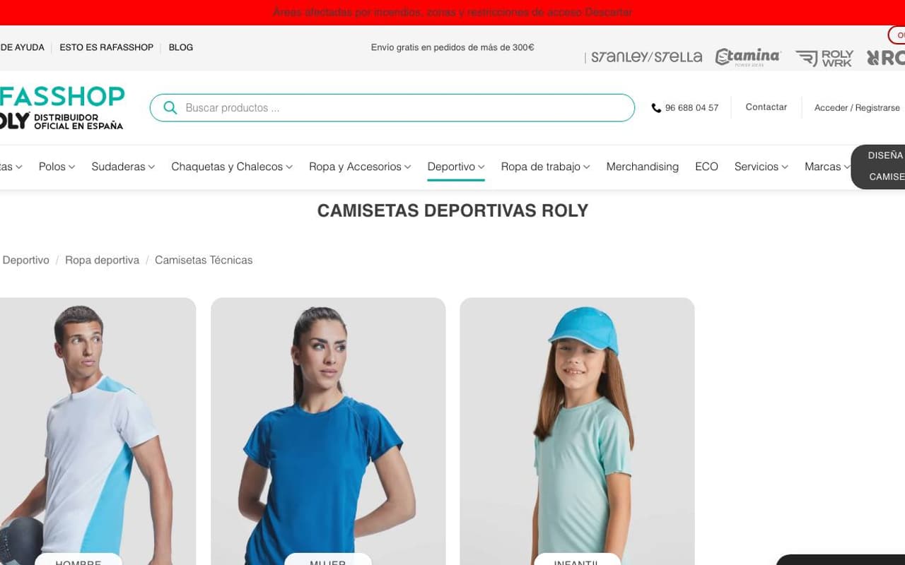 Captura de pantalla de la home de Rafasshop
