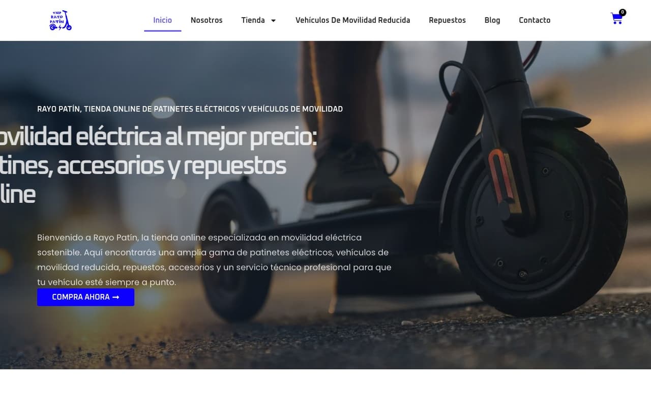 Captura limpia de la home oficial de RayoPatín