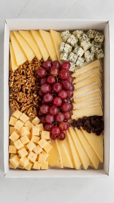 Gran caja de quesos con uvas