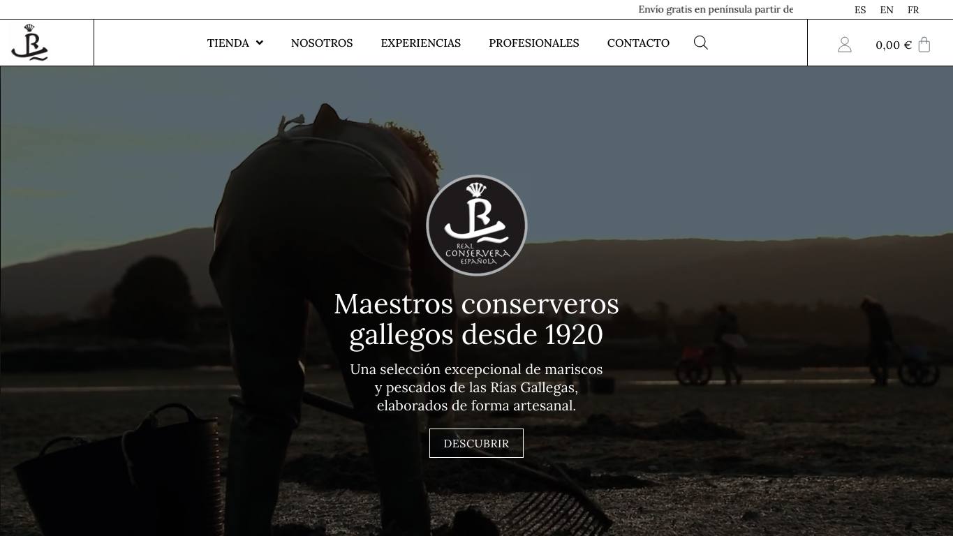 Captura limpia de la home de Real Conservera Española