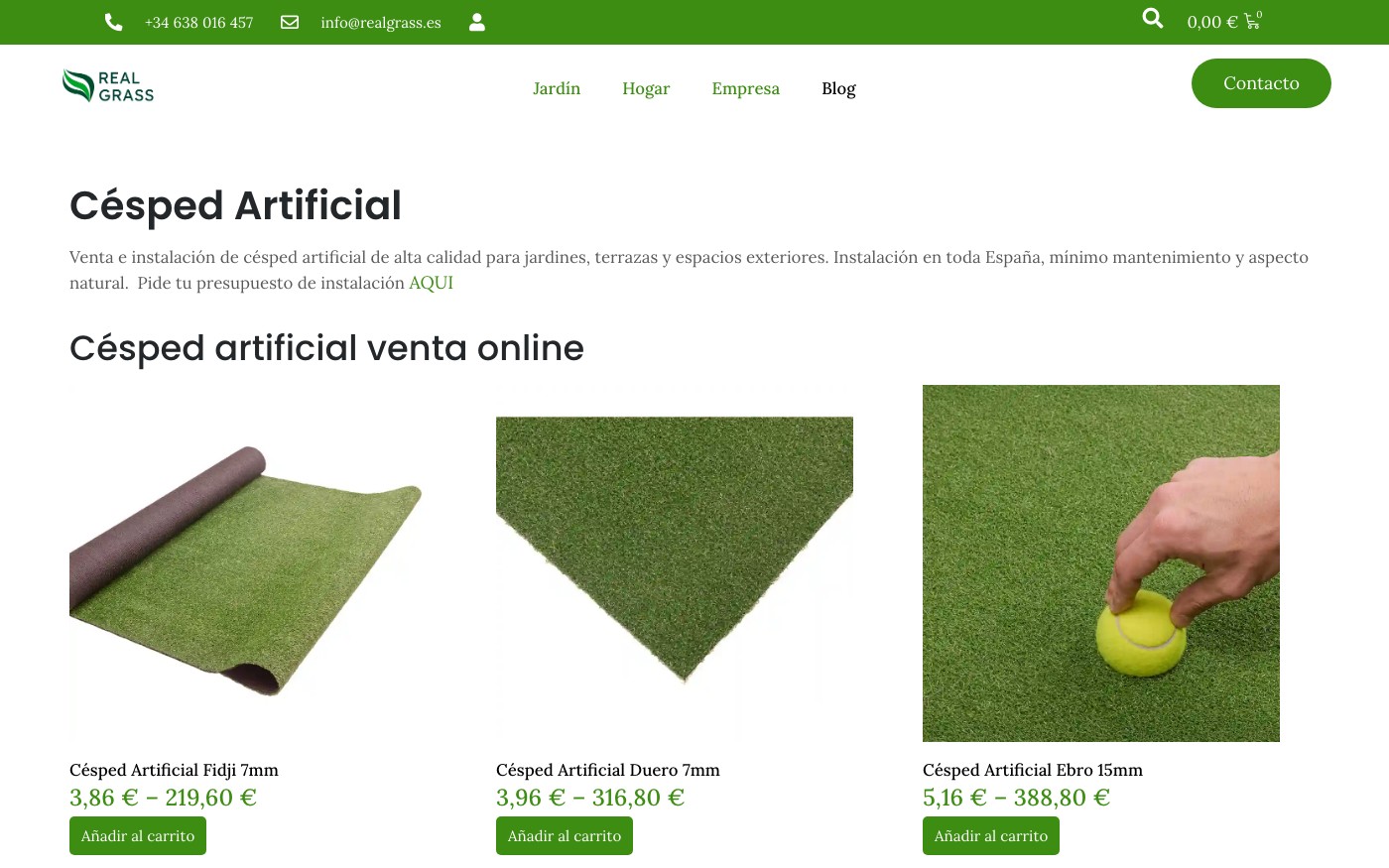 Captura limpia de la home oficial de RealGrass
