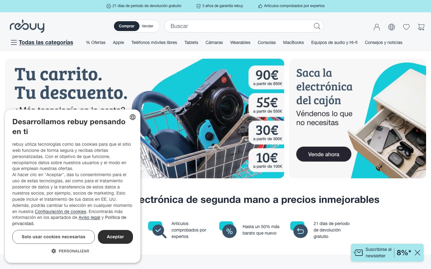 Captura limpia de la home oficial de Rebuy