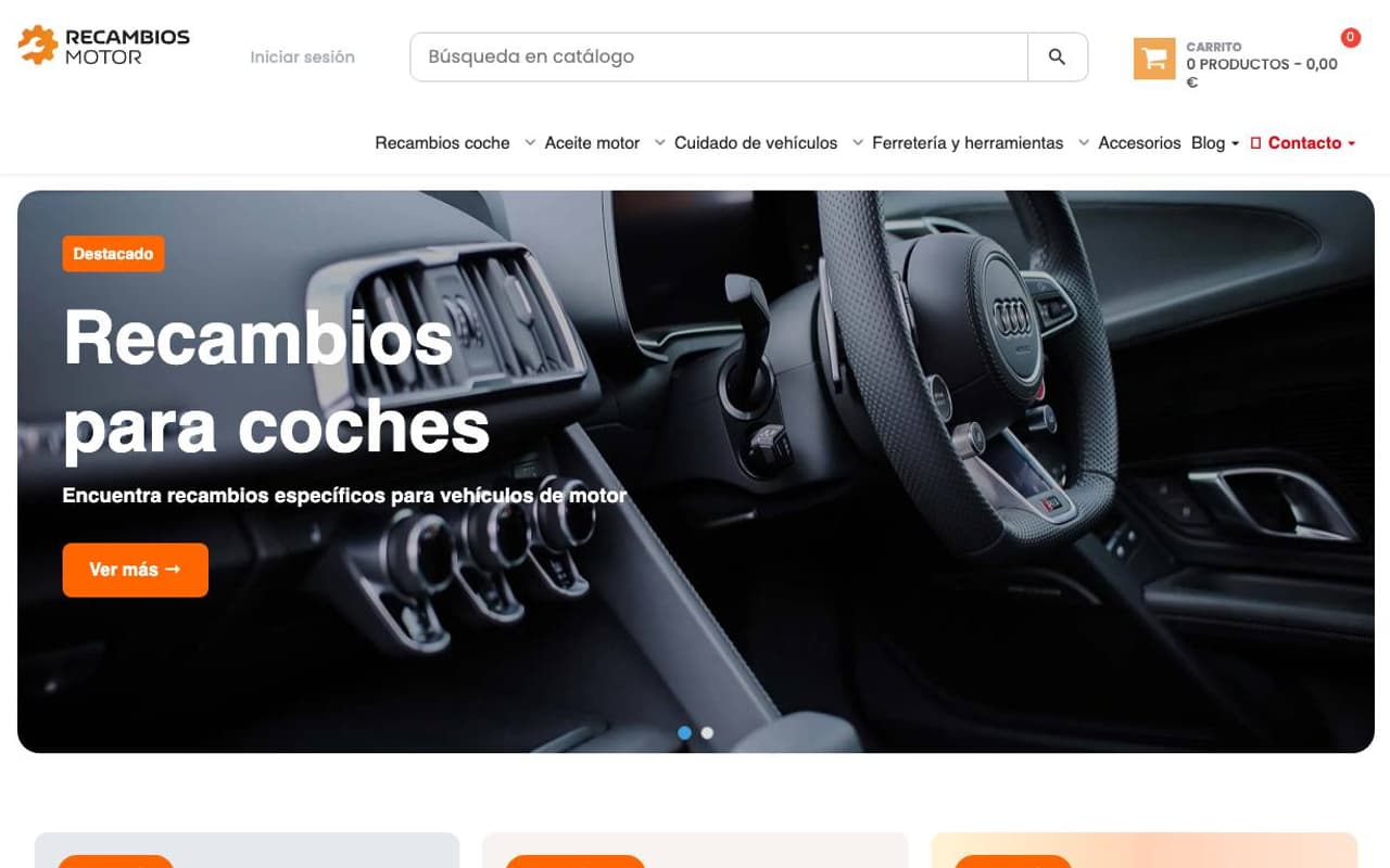 Captura limpia de la home oficial de Recambios Motor