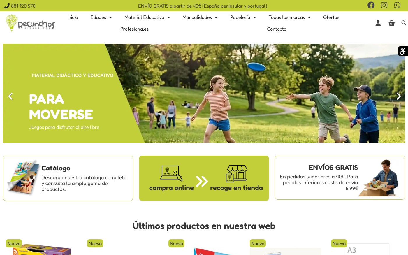 Captura limpia de la home oficial de Recunchos Didácticos
