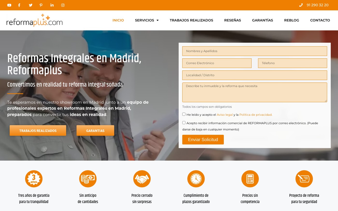 Captura limpia de la home oficial de ReformaPlus