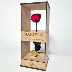 Rosa eterna personalizada con nombre y frase