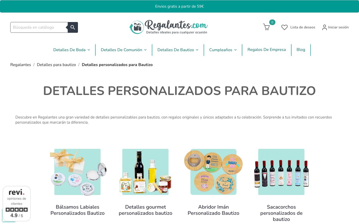 Captura limpia de la home oficial de Regalantes