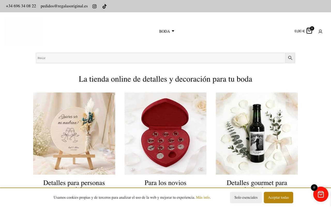 Captura limpia de la home oficial de Regalas Original