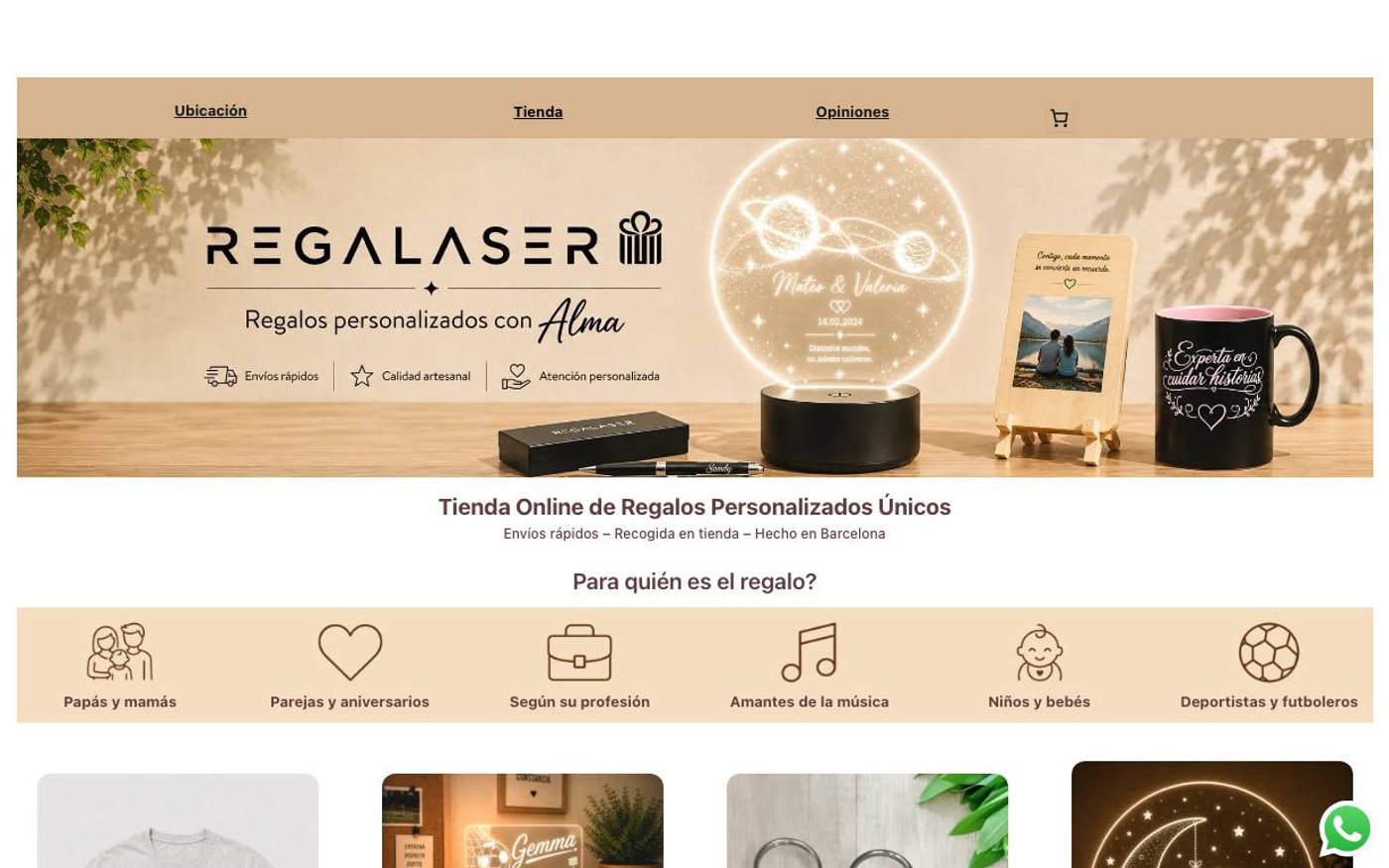 Captura de pantalla de la home de Regalaser