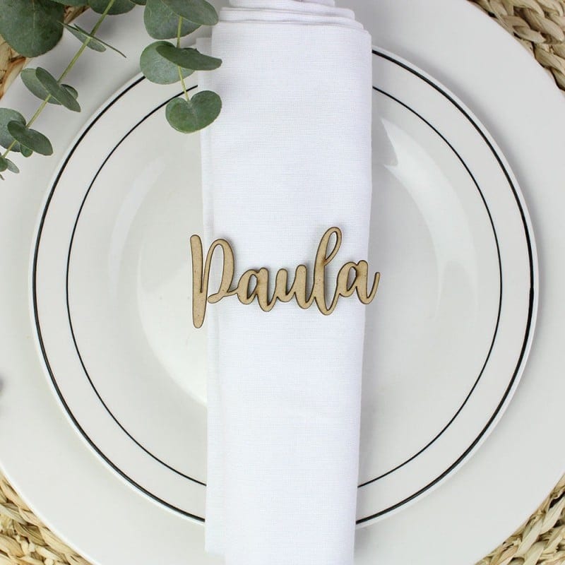 Marcasitio de Madera Personalizado con Nombre para Bodas