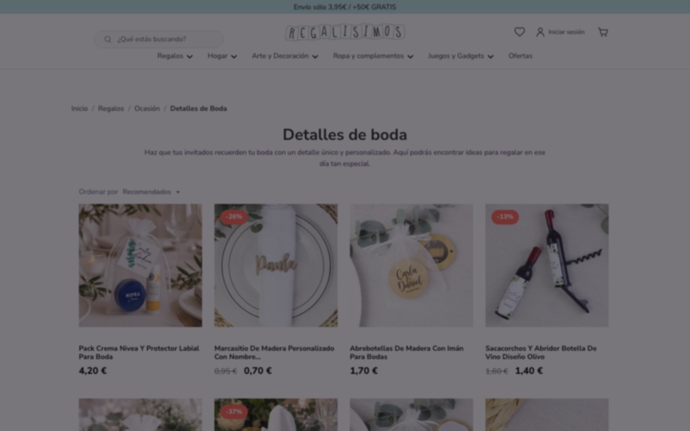 Captura limpia de la home oficial de Regalisimos