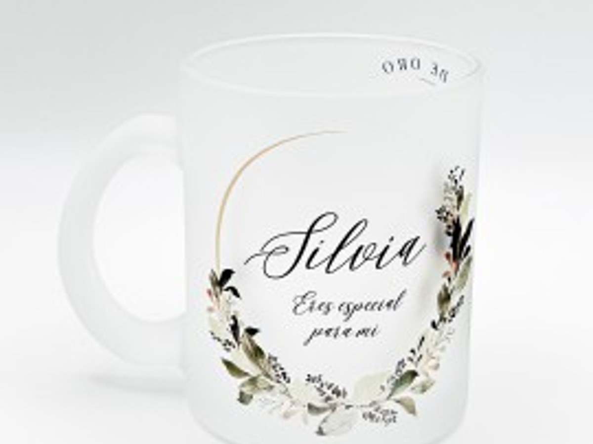 Taza cristal personalizada floral