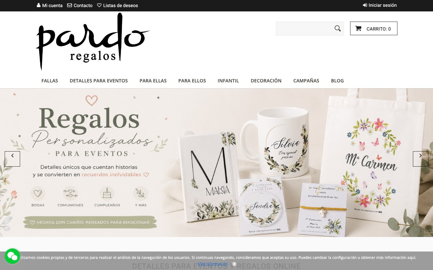 Página de inicio oficial de Regalos Pardo