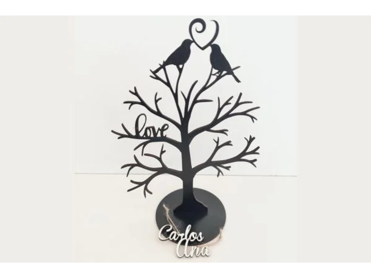 Árbol decorativo con pájaros y nombres personalizables
