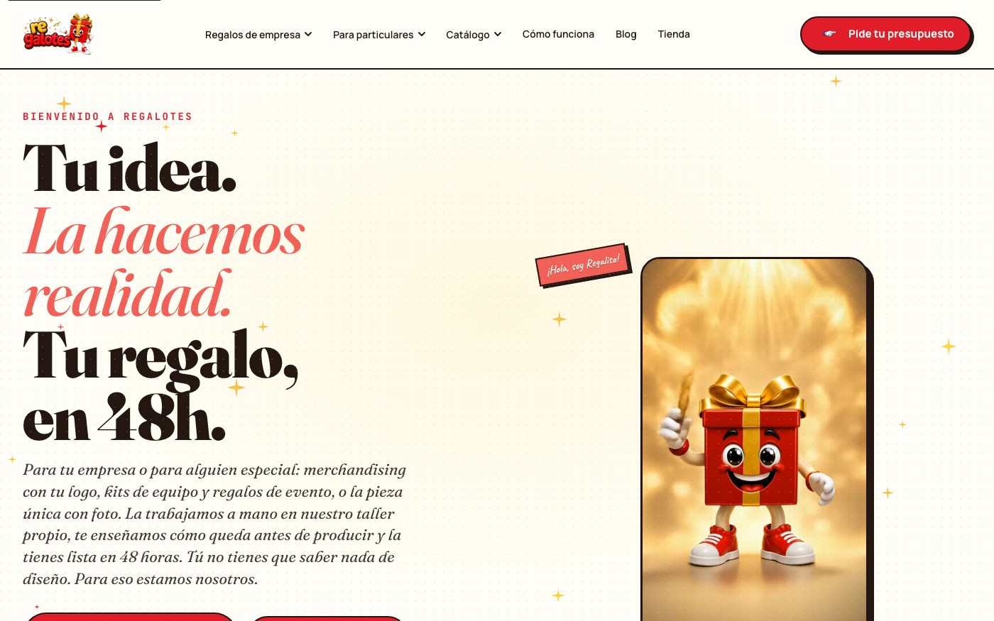 Captura limpia de la home oficial de Regalotes